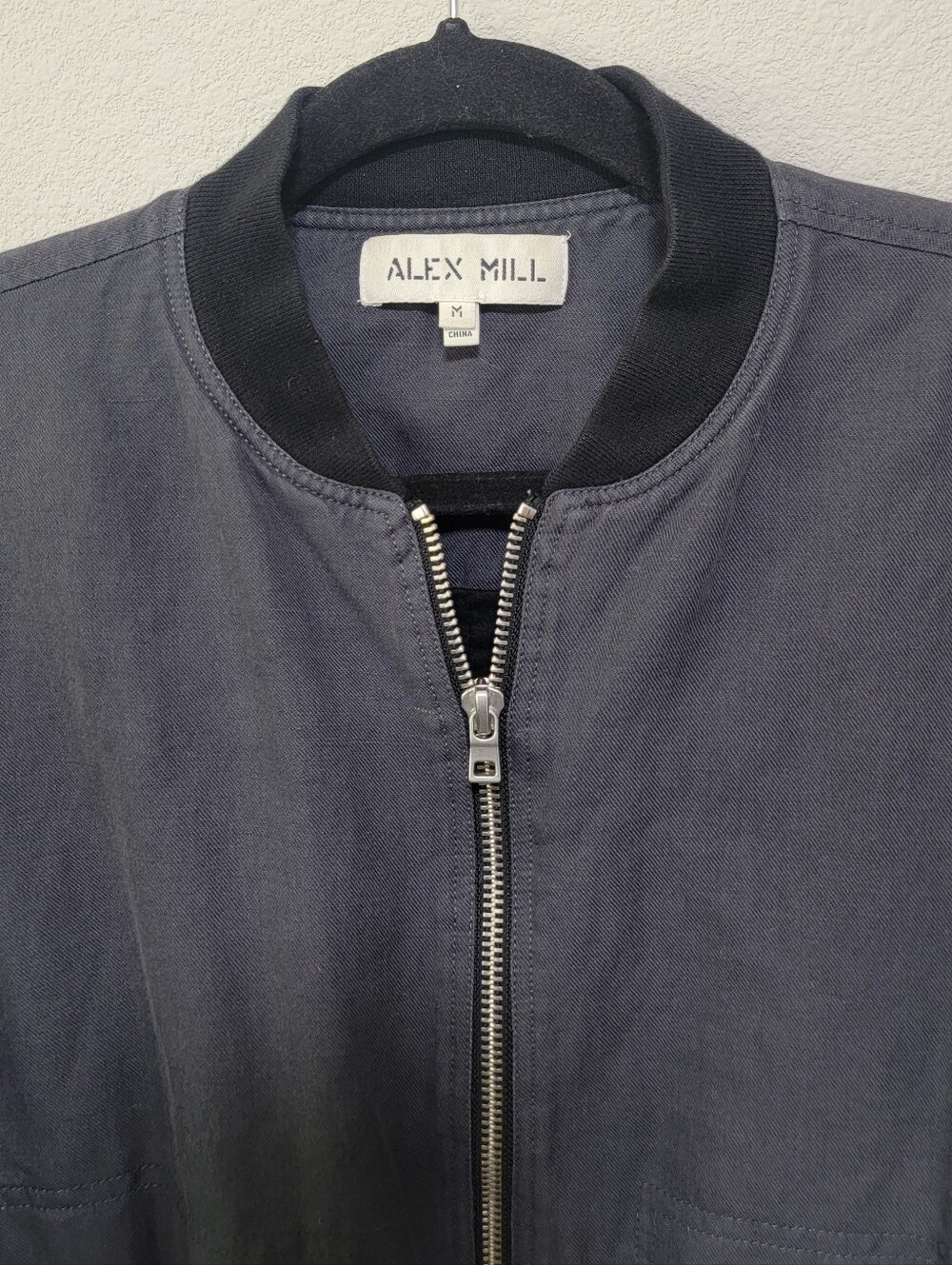 Alex Mill Cropped Bomber Jacket Linen Blend Washed Black - Picture 3 of 7